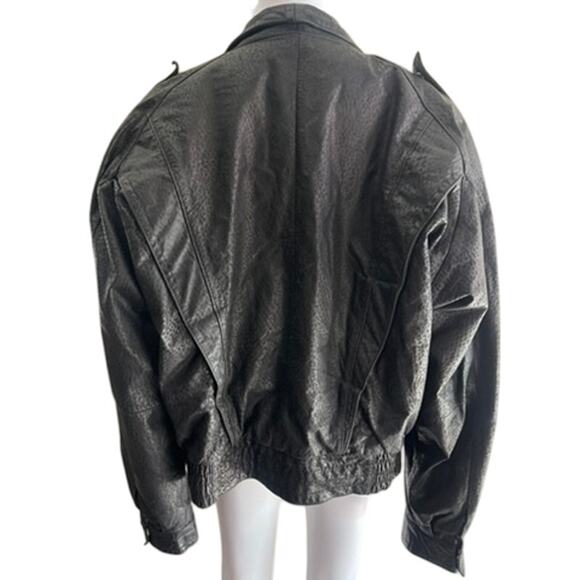 Vintage Byrnes & Baker Black Leather Bomber Jacket Men’s M 80s 90s Moto Biker - Picture 10 of 13